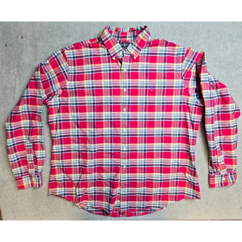 Vintage Ralph Lauren Men's Plaid Shirt XXL Long Sleeve Button Up Polo‎ Pony